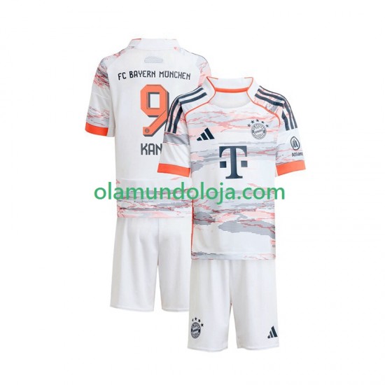 Camisola Bayern de Munique Harry Kane 9 Criança Equipamento Segundo 2025-2026 Manga Curta